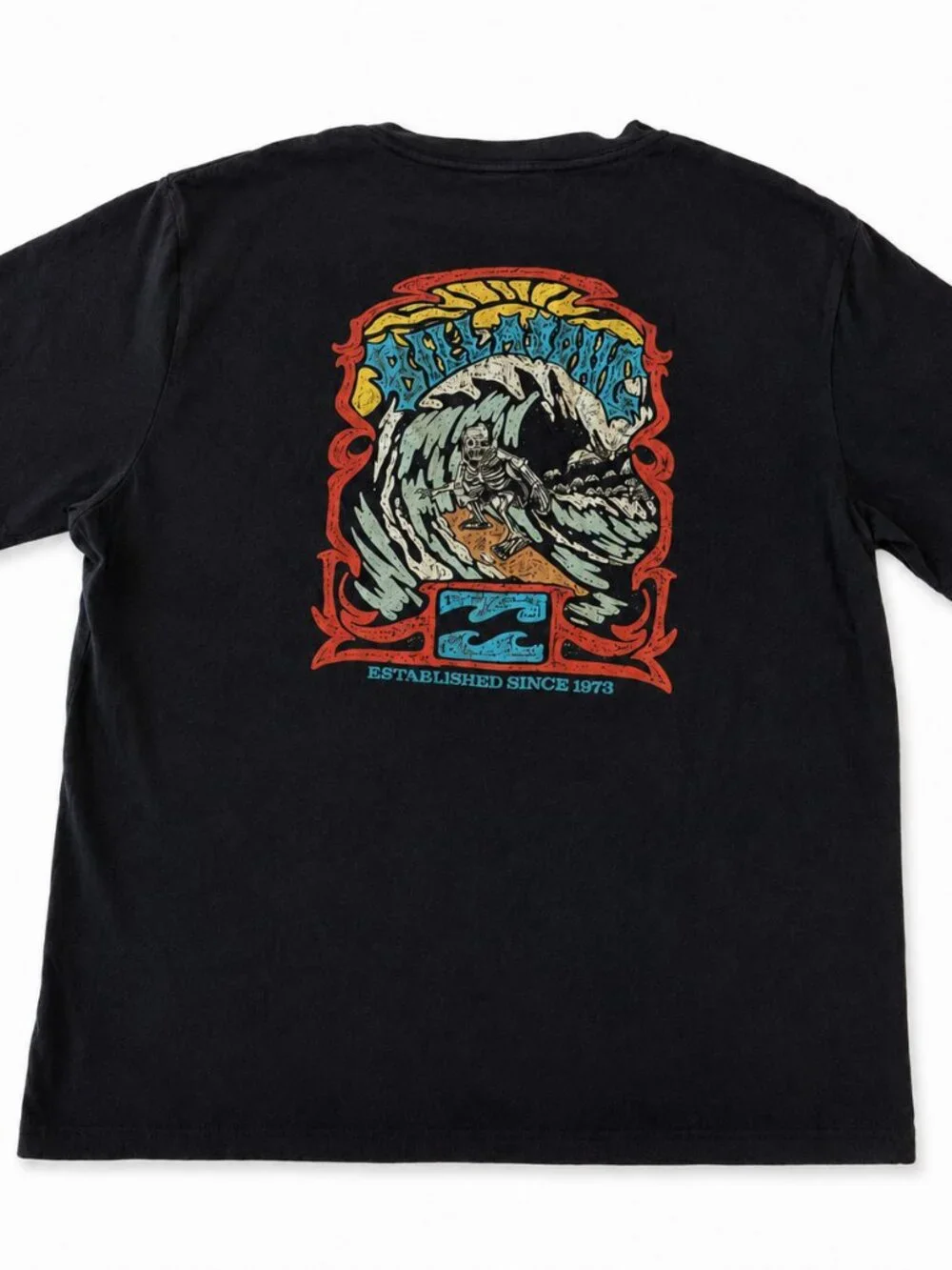 Billabong Boys Black Skeleton Surfer Graphic Tee XL 18/20